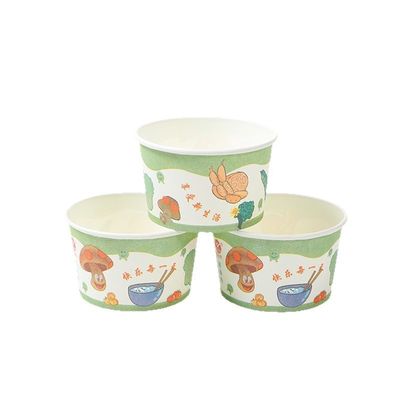 Thực phẩm để đi giấy đĩa thực phẩm 600ml hộp súp thùng hộp salad di động PLA phủ