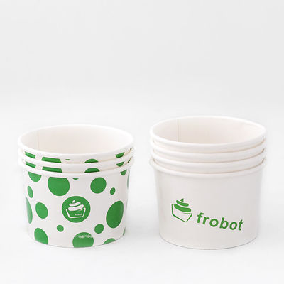 Một lần sử dụng hộp giấy kem 650ml Logo tùy chỉnh hộp tráng miệng màu trắng hình dạng mạnh mẽ