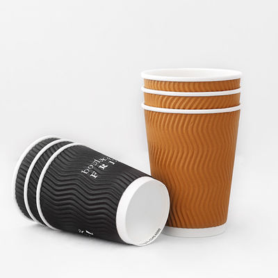 Một lần sử dụng 10oz Ripple Wall Paper Cups PLA Coating Branded Paper Coffee Cups