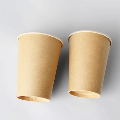 Thức ăn chất lượng nâu Kraft Paper Cup nhựa không có lớp phủ tường đơn Kraft Hot Cups