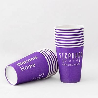 Màu tím nhựa miễn phí đơn tường giấy cốc 24oz 675ml tùy chỉnh giấy cà phê cốc 90mm