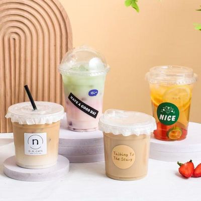 Một lần sử dụng Cup nhựa minh bạch cho thú cưng Custom Logo Iced Coffee Cup