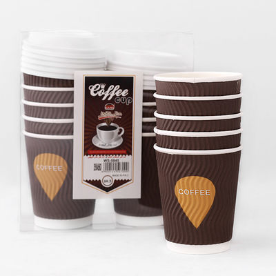 8oz Kraft Ripple Paper Cups 92mm PE phủ phủ Hot Coffee Paper Cup