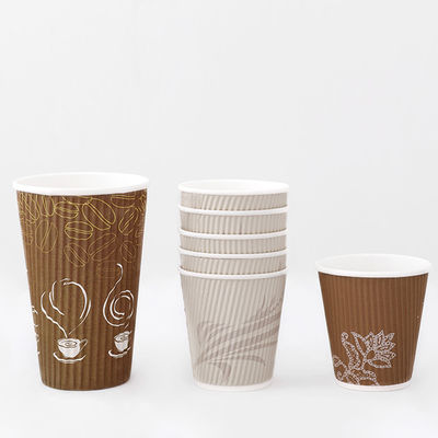 Một lần dùng Kraft Ripple Cups 12oz 430ml Cold Drink Một lần dùng Cups Waterproof