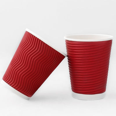 Đỏ 540ml Ripple Wall Paper Cup 16oz Cups giấy lồi