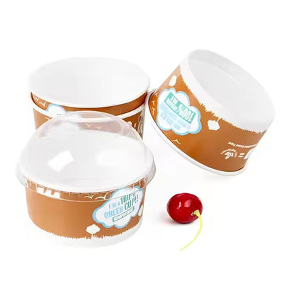 600ml lò vi sóng dùng một lần Chén ván Logo cá nhân hóa Bảng giấy trắng Cốc kem
